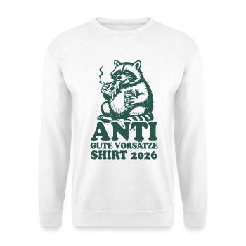 Waschbär | Anti gute Vorsätze 2026 - Unisex Pullover - Weiß - Vorne