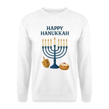 Joyeuse Lumière festive de la Menorah de Hanoucca - Sweat-shirt Unisexe - blanc - Devant