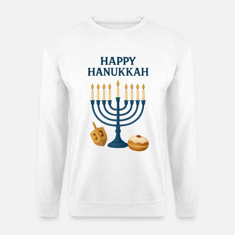 Happy Hanukkah Menora Festlicht - Unisex Pullover - Weiß