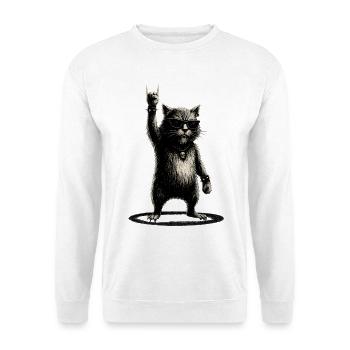 Grunge Rock Cat with Sunglasses and Skull - Unisex Sweatshirt - white - Front