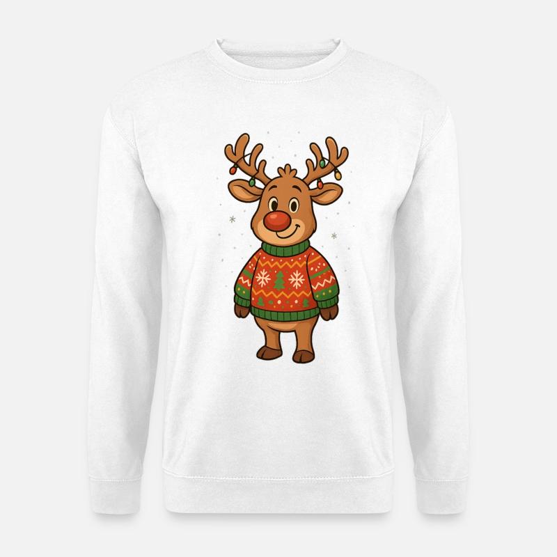 Winterhirsch im Weihnachtspullover - Unisex Pullover - Weiß