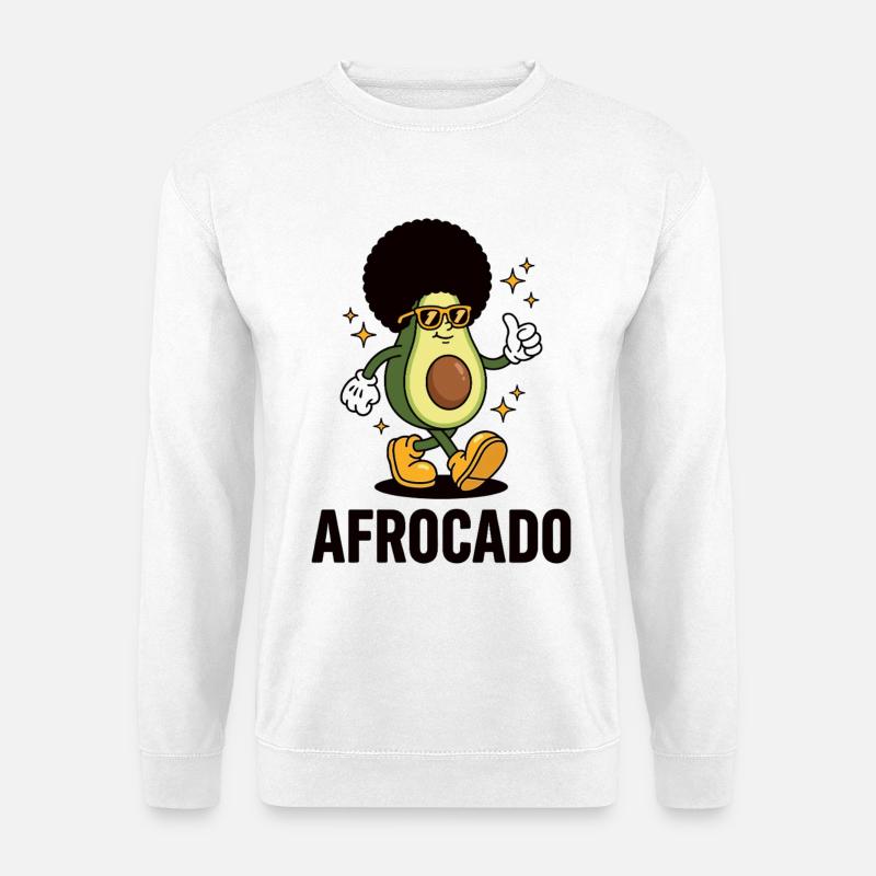 AFROCADO – Funky Avocado mit Afro & Style - Unisex Pullover - Weiß