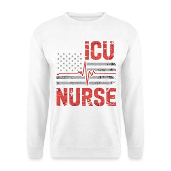 ICU Nurse USA Flagge Vintage - Unisex Pullover - Weiß - Vorne
