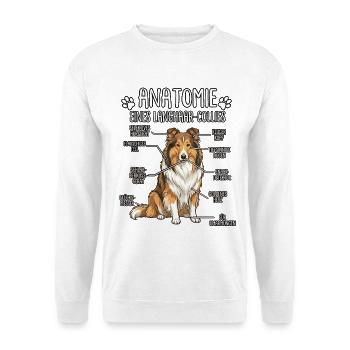 Langhaar-Collie: Die wahre Anatomie - Unisex Pullover - Weiß - Vorne