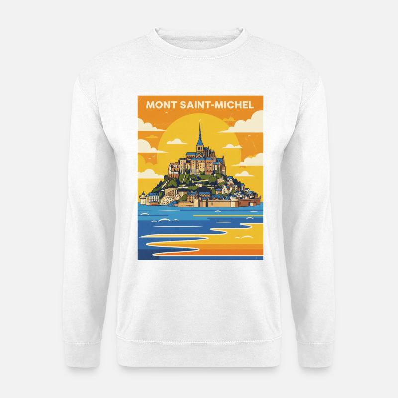 Mont Saint-Michel Plakat - Unisex Pullover - Weiß