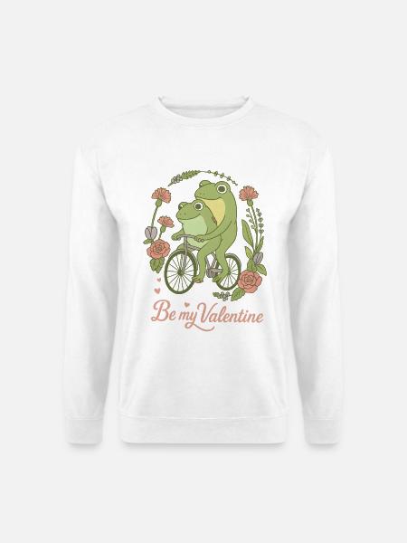 Verliebte Frösche auf Fahrrad – Valentinstag - Unisex Pullover - Weiß