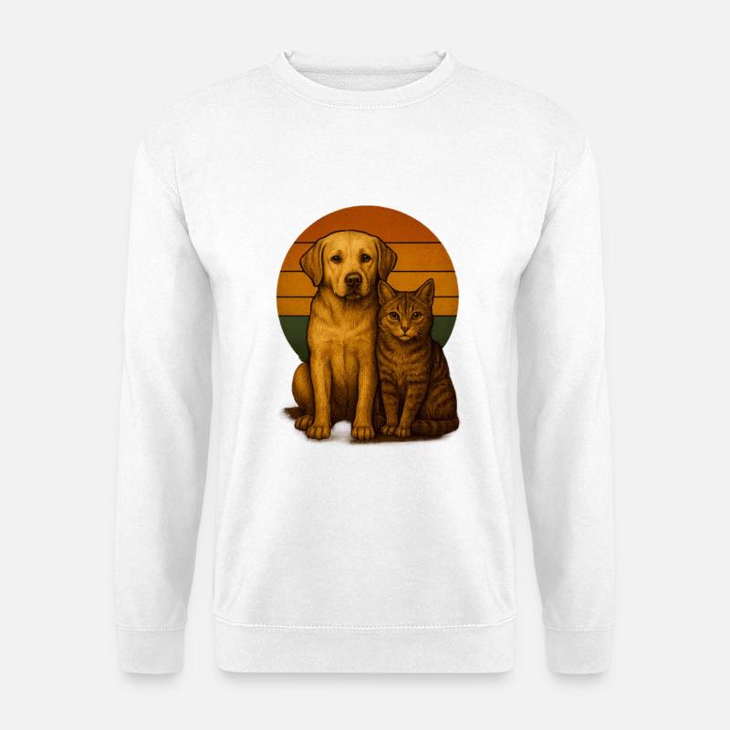 Labrador und Katze - Unisex Pullover - Weiß