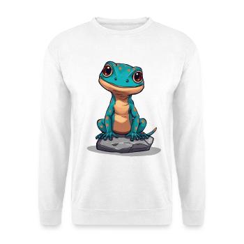 Niedlicher Gecko auf einem Stein - Unisex Pullover - Weiß - Vorne