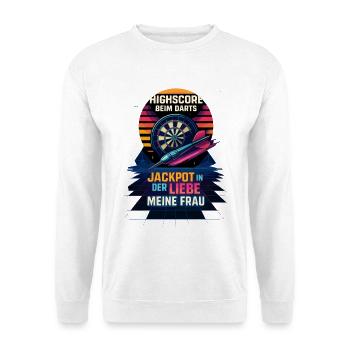 darts highscore liebe, jackpot meine frau - Unisex Pullover - Weiß - Vorne