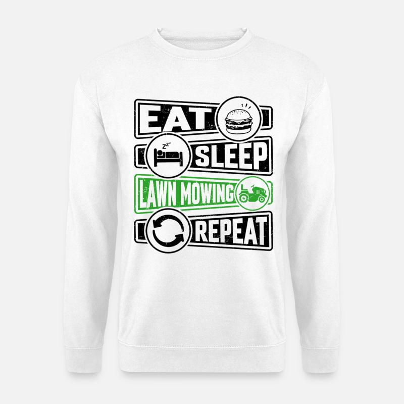Eat Sleep Lawn Mowing Repeat - Unisex Pullover - Weiß