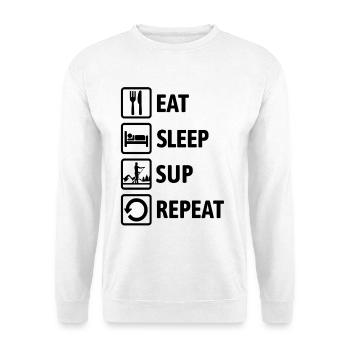 Eat Sleep SUP Repeat - Standup paddeln - Unisex Pullover - Weiß - Vorne