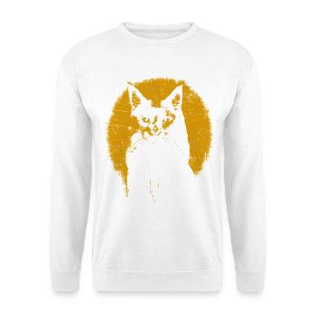 Katzensilhouette - Unisex Pullover - Weiß - Vorne - Alina (178cm) & Michal (187cm)