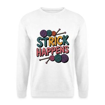 Strick Happens buntes Design mit Wolle - Unisex Pullover - Weiß - Vorne