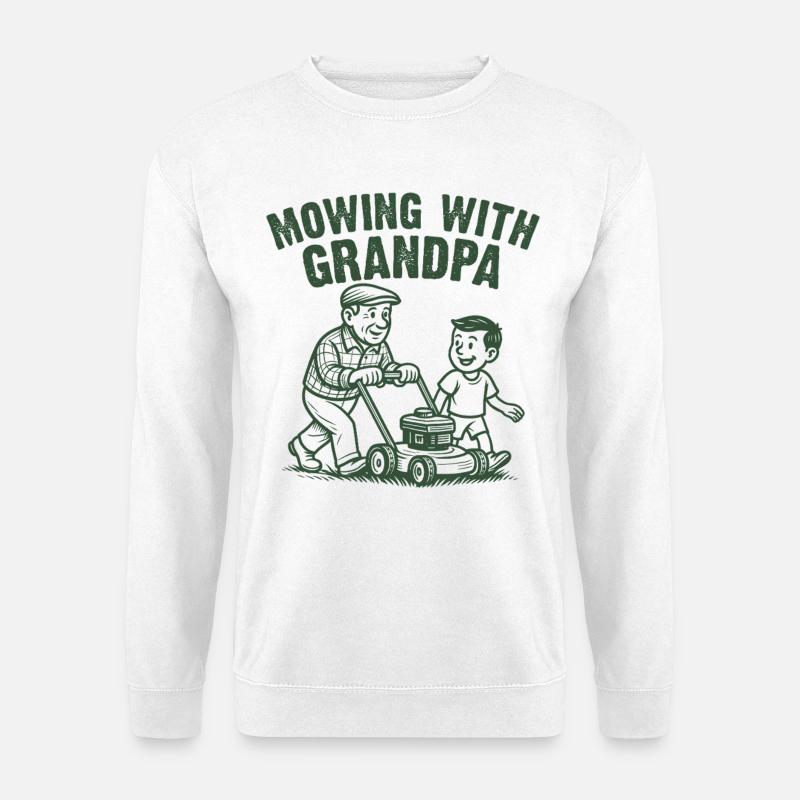 Mowing With Grandpa - Unisex Pullover - Weiß