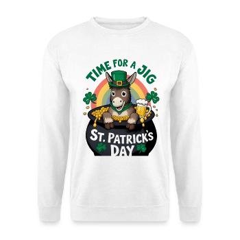 St. Patrick's Day Esel Goldtopf Regenbogen - Unisex Pullover - Weiß - Vorne - Alina (178cm) & Michal (187cm)