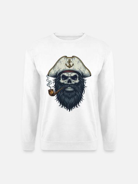 Kapitän Totenkopf Seemann Nautik Meer See Boot - Unisex Pullover - Weiß