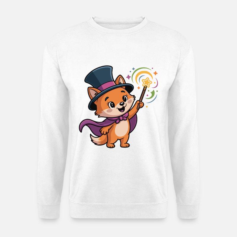 Zauberfuchs mit Sternenstab - Unisex Pullover - Weiß