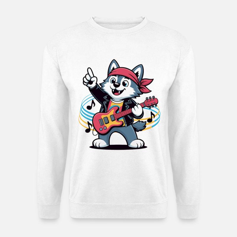 Rockwolf mit rotem Bandana - Unisex Pullover - Weiß