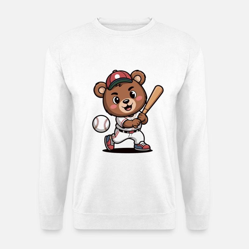 Bärenheld am Baseballschläger - Unisex Pullover - Weiß
