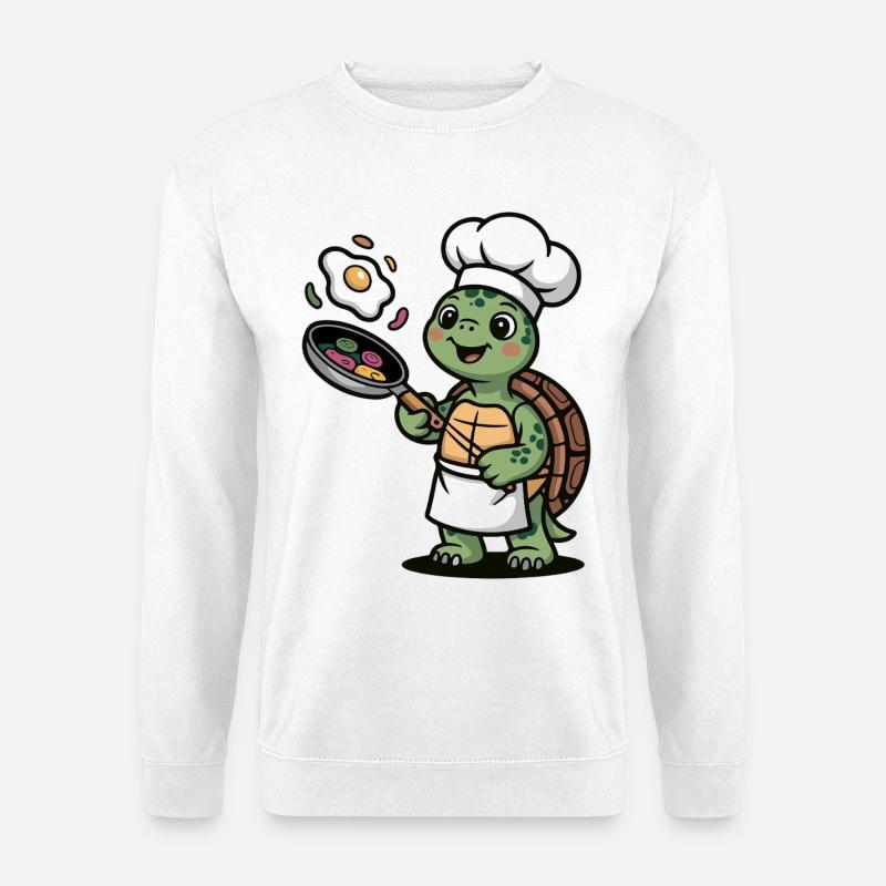 Küchen Schildkröte mit Kochmütze - Unisex Pullover - Weiß