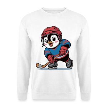 Pinguin Eishockeyheld - Unisex Pullover - Weiß - Vorne