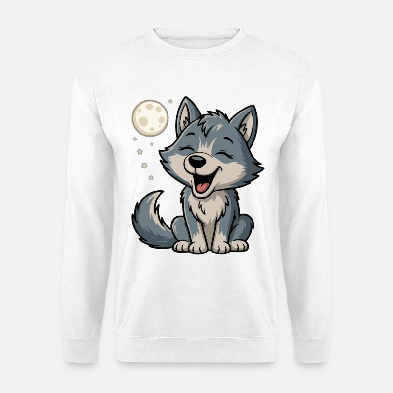 Moonlight Wolf Cuddle - Unisex Sweatshirt - white