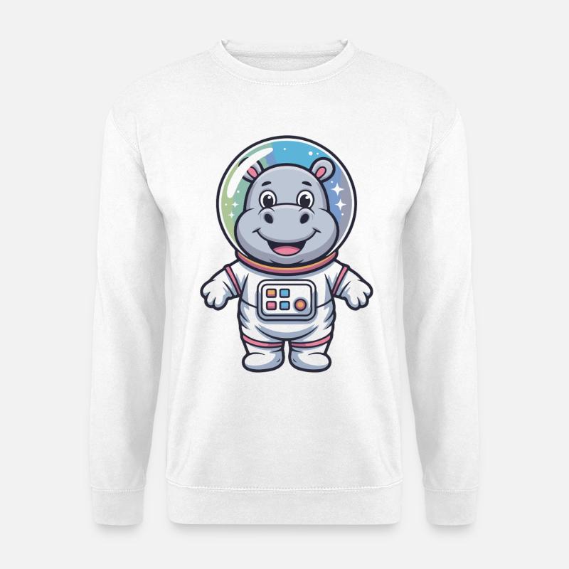 Hippo Astronaut Aventure Spatiale - Sweat-shirt Unisexe - blanc