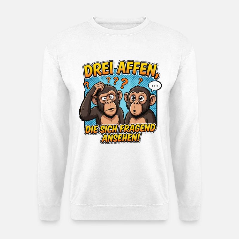 Three Monkeys Confusion – Funny Comic Design - Unisex Sweatshirt - white