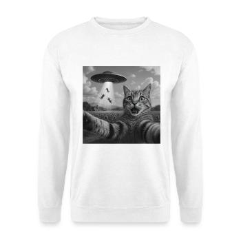 Katzen-Selfie UFO Tees lustige Katze - Unisex Pullover - Weiß - Vorne