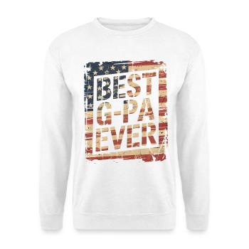 Best Grandpa Ever Flag - Unisex Pullover - Weiß - Vorne - Alina (178cm) & Michal (187cm)