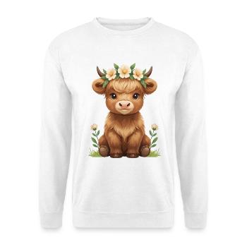 Kuhkalb im Blumenkranz - Unisex Pullover - Weiß - Vorne