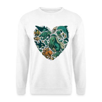 meerestiere herz shirt, liebhaber motiv - Unisex Pullover - Weiß - Vorne