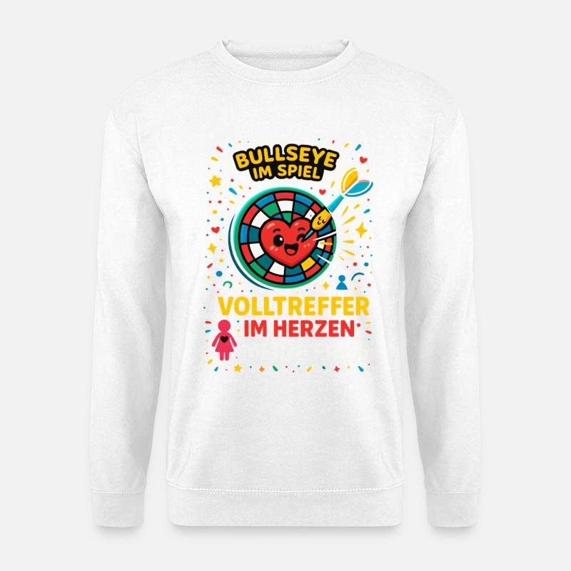 darts liebe frau, bullseye geschenk - Unisex Pullover - Weiß