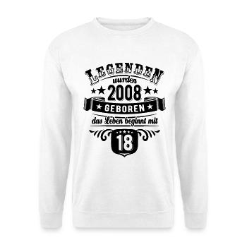 Legends were born in 2008 | 18 years - Unisex Sweatshirt - white - Front