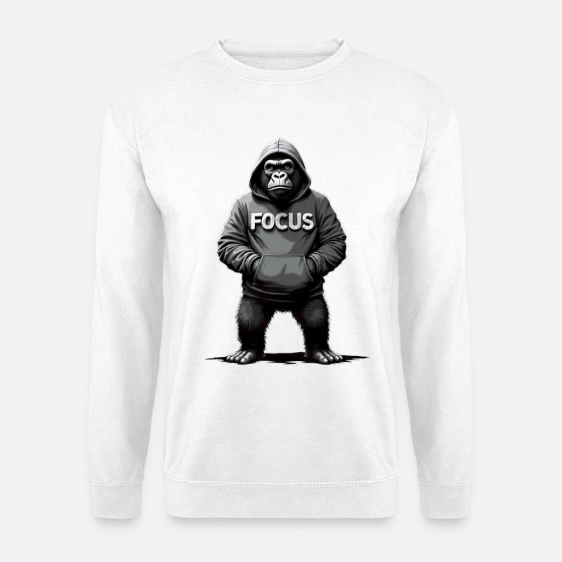 Concentration Gorille Effort Motivation - Sweat-shirt Unisexe - blanc