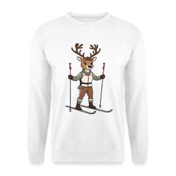 Dessin animé du Skieur Cerf - Sweat-shirt Unisexe - blanc - Devant