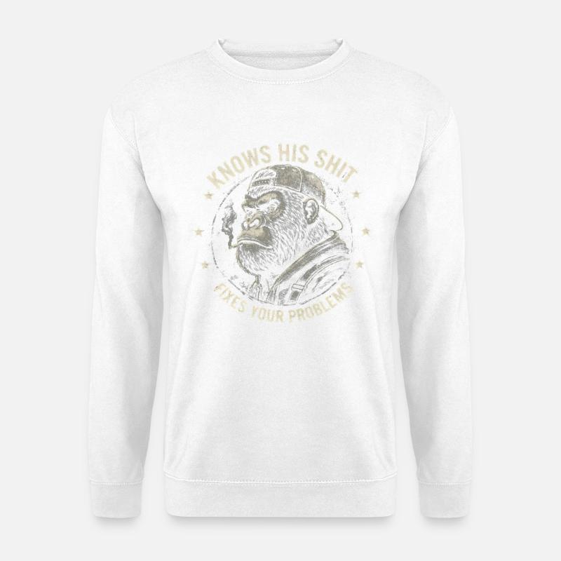 Gorilla Fixer: Problem-Solver Attitude - Unisex Sweatshirt - white