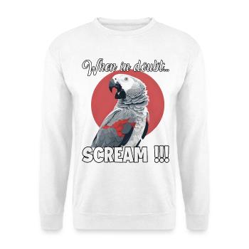 Screaming African grey parrot T, funny parrot - Unisex Sweatshirt - white - Front