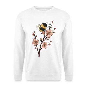Illustration drôle d’abeille et de cerisier - Sweat-shirt Unisexe - blanc - Devant