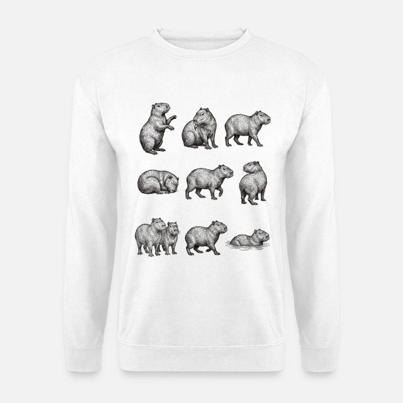 Capybara silhouettes in forest design - Unisex Sweatshirt - white