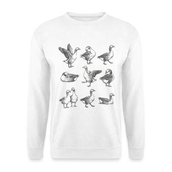 Graue Gänse Silhouetten Muster - Unisex Pullover - Weiß - Vorne