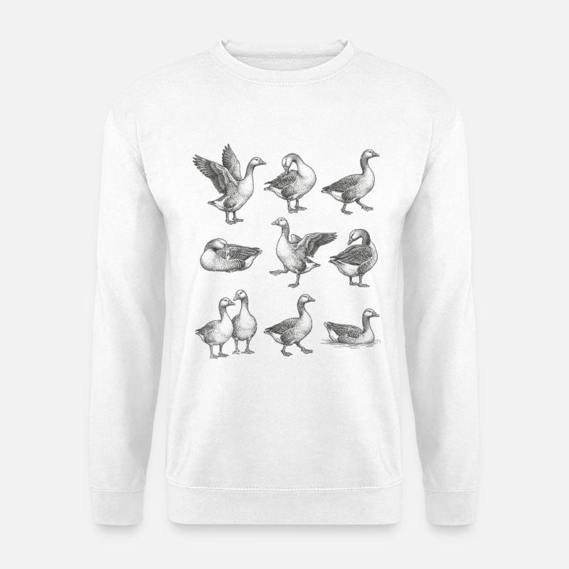 Graue Gänse Silhouetten Muster - Unisex Pullover - Weiß