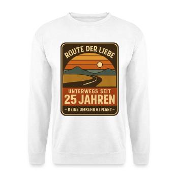 Route der Liebe 25 Jahre, Ehe Jubiläum Reise Shirt - Unisex Pullover - Weiß - Vorne
