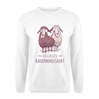 Offizielles Bauernhof Shirt Lustige Schafe - Unisex Pullover - Weiß - Vorne - Alina (178cm) & Michal (187cm)