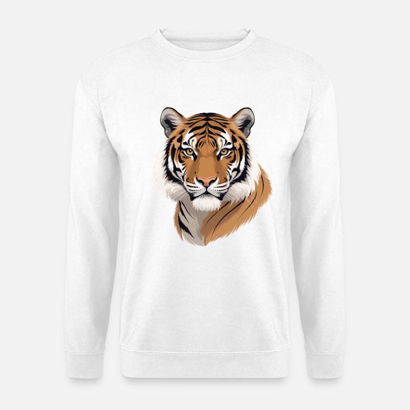 Tigerkopf Illustration Wildes Muster - Unisex Pullover - Weiß