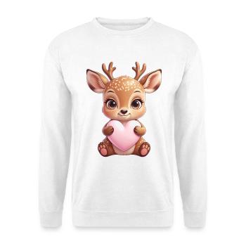Petit faon au cœur - Sweat-shirt Unisexe - blanc - Devant