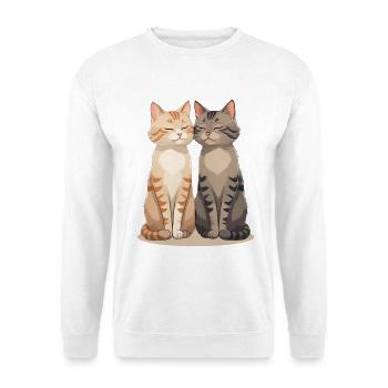 Two happy cat friends - Unisex Sweatshirt - white - Front