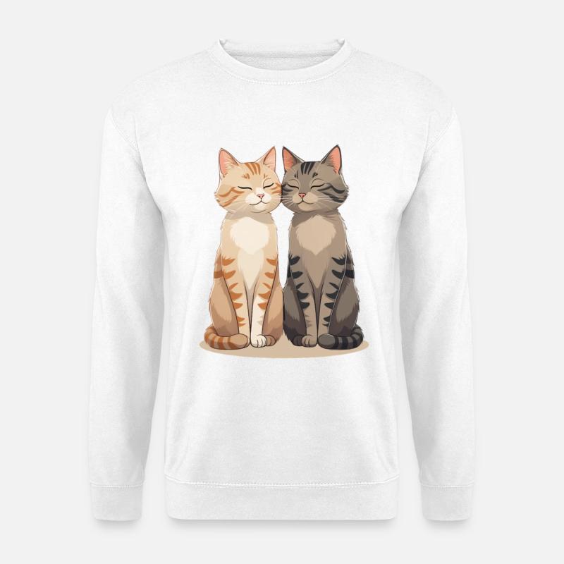 Zwei glückliche Katzenfreunde - Unisex Pullover - Weiß