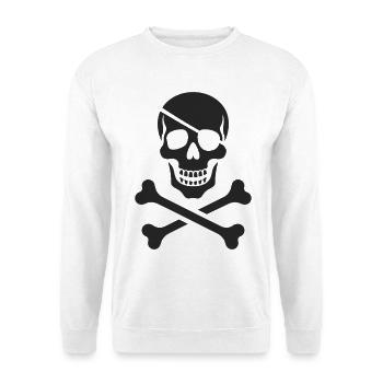 Klassischer Jolly Roger Piraten Totenkopf - Unisex Pullover - Weiß - Vorne