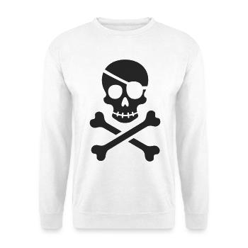 Klassischer Jolly Roger Piraten Totenkopf - Unisex Pullover - Weiß - Vorne
